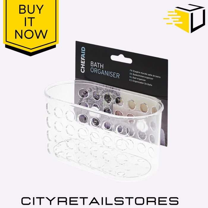 Chef Aid Bath Organiser & Soap Dish Wall Mounted with Suction Pads, Durable