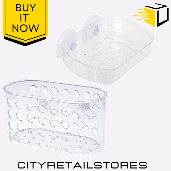 Chef Aid Bath Organiser & Soap Dish Wall Mounted with Suction Pads, Durable