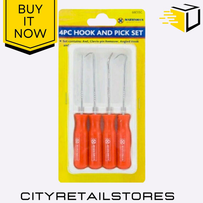 4pc Hook and Pick Set O-Ring & Seal Removal Tool Kit Automotive & Mechanical
