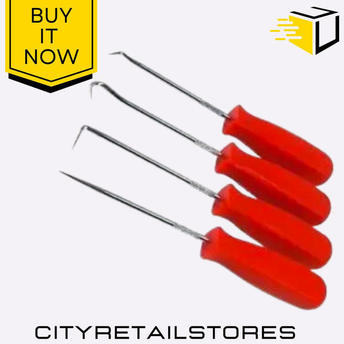 4pc Hook and Pick Set O-Ring & Seal Removal Tool Kit Automotive & Mechanical