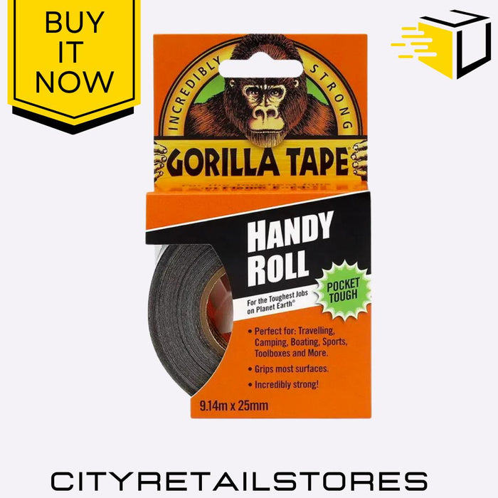 Gorilla Glue Handy Roll Black Duct Tape Ultra Tough Waterproof Repair Tape 9m