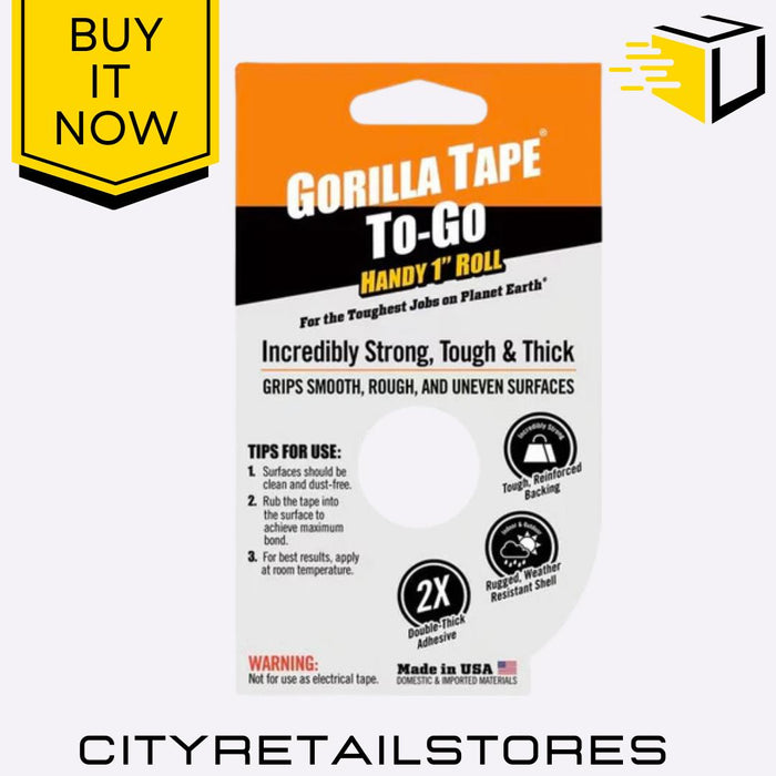 Gorilla Glue Handy Roll Black Duct Tape Ultra Tough Waterproof Repair Tape 9m