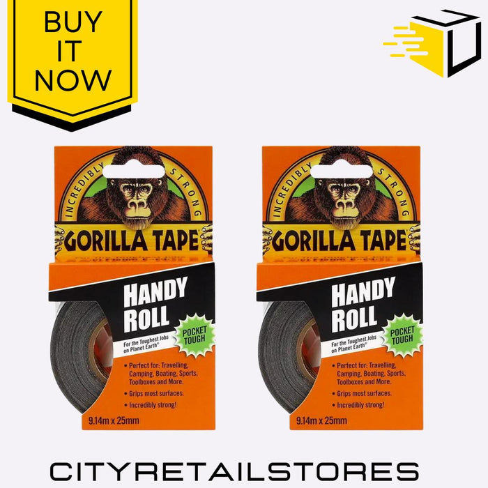 Gorilla Glue Handy Roll Black Duct Tape Ultra Tough Waterproof Repair Tape 9m