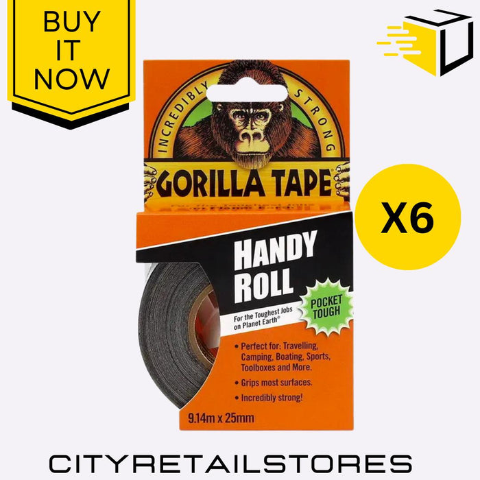 Gorilla Glue Handy Roll Black Duct Tape Ultra Tough Waterproof Repair Tape 9m