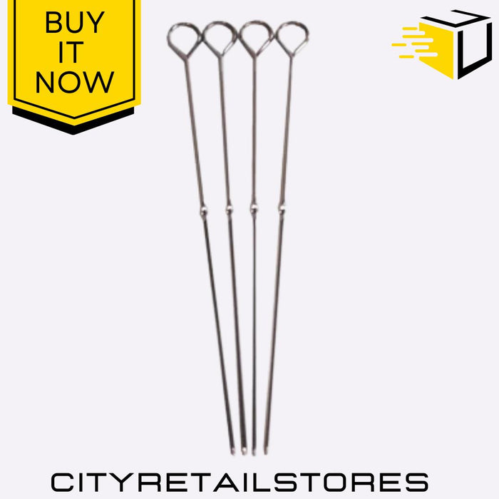 4 Metal Skewers BBQ Kebab Sticks Stainless Steel Reusable Cooking Tools Apollo