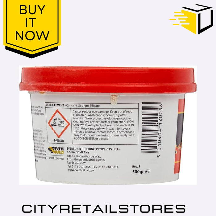 Ready Mixed XL Fire Cement High Temp Heatproof Sealant 1kg/500g Everbuild