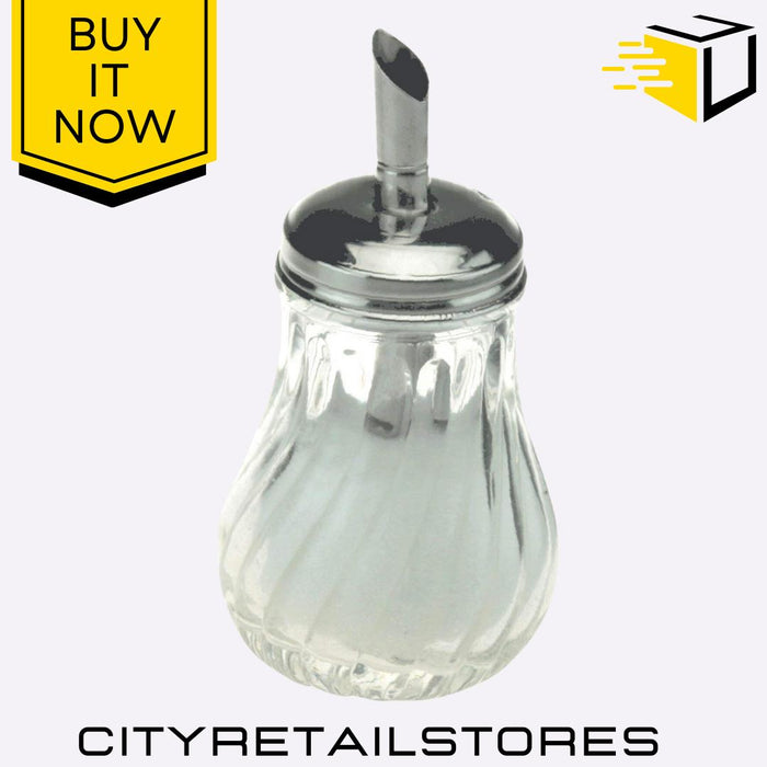 Glass Sugar Pourer Small Elegant Sugar Dispenser With Lid 11 x 7 cm Apollo