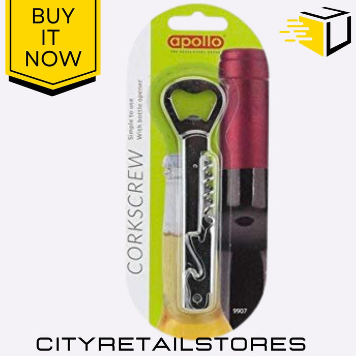 Folding Professional Double Corkscrew Drink Bottle Opener Durable Apollo