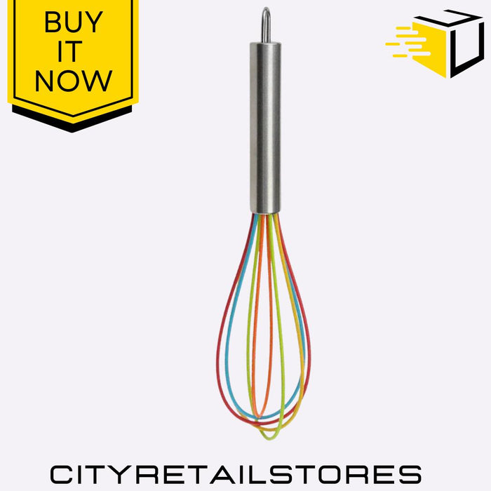 Whisk Steel & Rainbow Silicone, Mini Small Whisk For Cooking Chef Aid