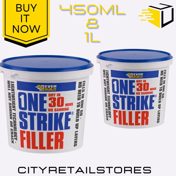 Everbuild One Strike Filler Fast-Drying Wall & Ceiling Crack Repair 450ml & 1L