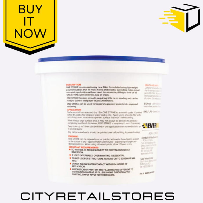 Everbuild One Strike Filler Fast-Drying Wall & Ceiling Crack Repair 450ml & 1L