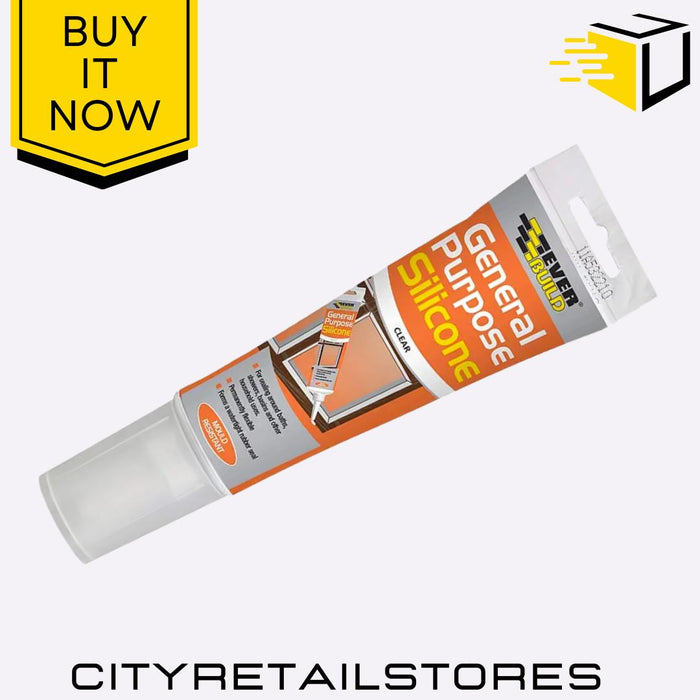 Everbuild General Purpose Silicone Sealant Clear Waterproof, Flexible 80ml
