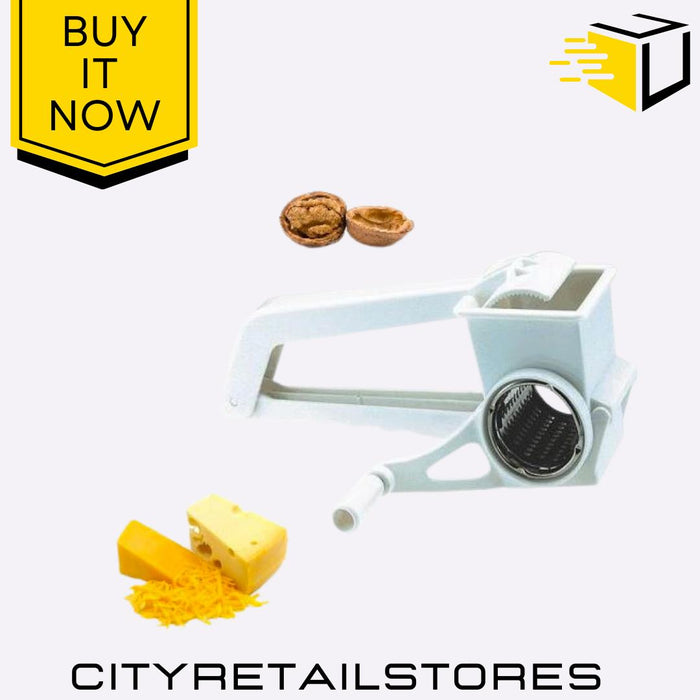 Apollo Rotary Grater White Effortless Cheese, Veg & Nut Grating Tool