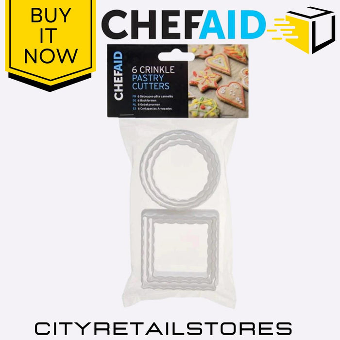 Chef Aid Crinkle Pastry Cutters Versatile Biscuit & Cookie Baking Tools 6 Pack