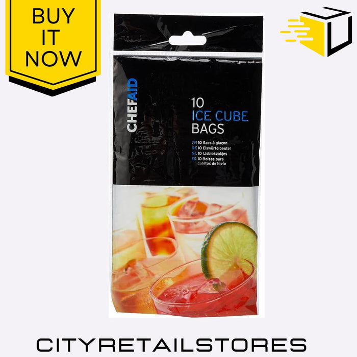10 Ice Cube Bags, 100% Leak-Proof, Reusable, Freezer Safe, Easy to Fill Chef Aid