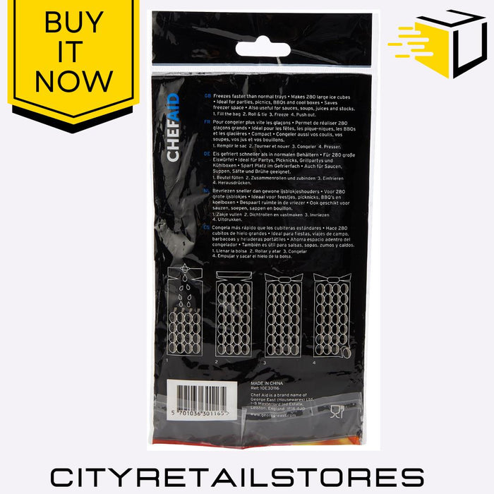 10 Ice Cube Bags, 100% Leak-Proof, Reusable, Freezer Safe, Easy to Fill Chef Aid