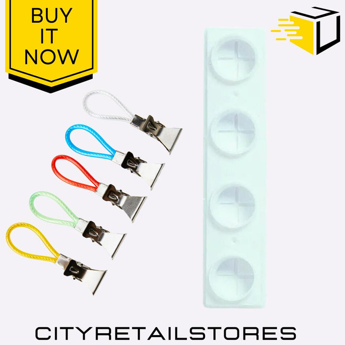 4 Hole Tea Towel Holder & 5 Kitchen/Tea Towel Clips Hooks Set Chef Aid