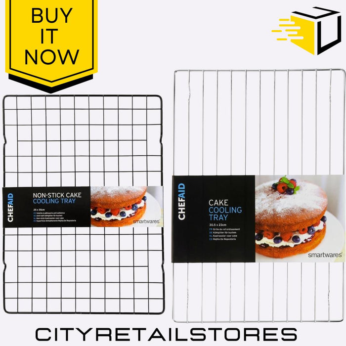 Non-Stick Cooling Tray & Oblong Cake Rack Set 23x35cm/30.5x23cm Chef Aid