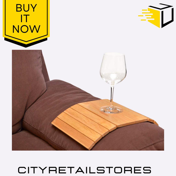 Flexible Wooden Sofa Tray Couch Armrest Table Durable 37.5x25cm Apollo