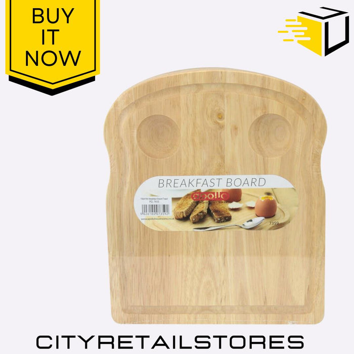 Rubber Wood Breakfast Board Toast Durable Serving Tray 20cm x 24cm Apollo