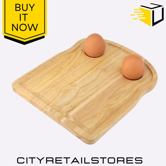 Rubber Wood Breakfast Board Toast Durable Serving Tray 20cm x 24cm Apollo