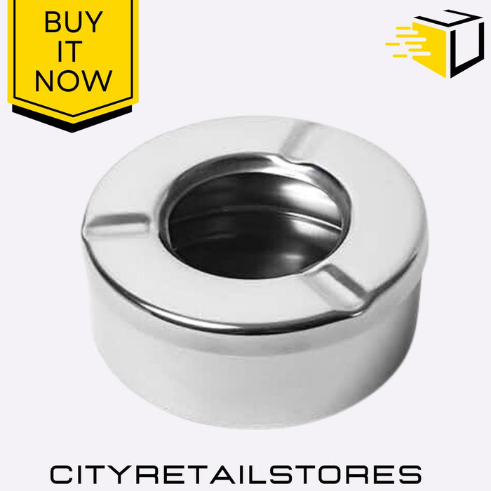 Stainless Steel Windproof Round Ashtray Durable 10cm Ash Tray For Indoor Apollo