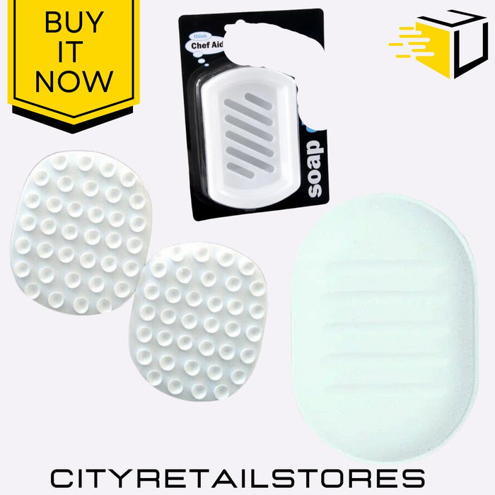 Soap Holder Dish Box 2 Suction Cups Bathroom Organizer Soap Tray Chef Aid