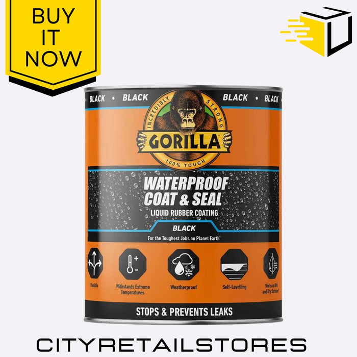 Waterproof Coat & Seal Liquid Rubber Coating Black Waterproof 473ml Gorilla Glue