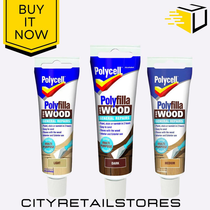 Polyfilla Wood General Repairs Tube Dark / Medium / Light All 75g Polycell