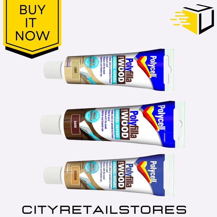 Polyfilla Wood General Repairs Tube Dark / Medium / Light All 75g Polycell