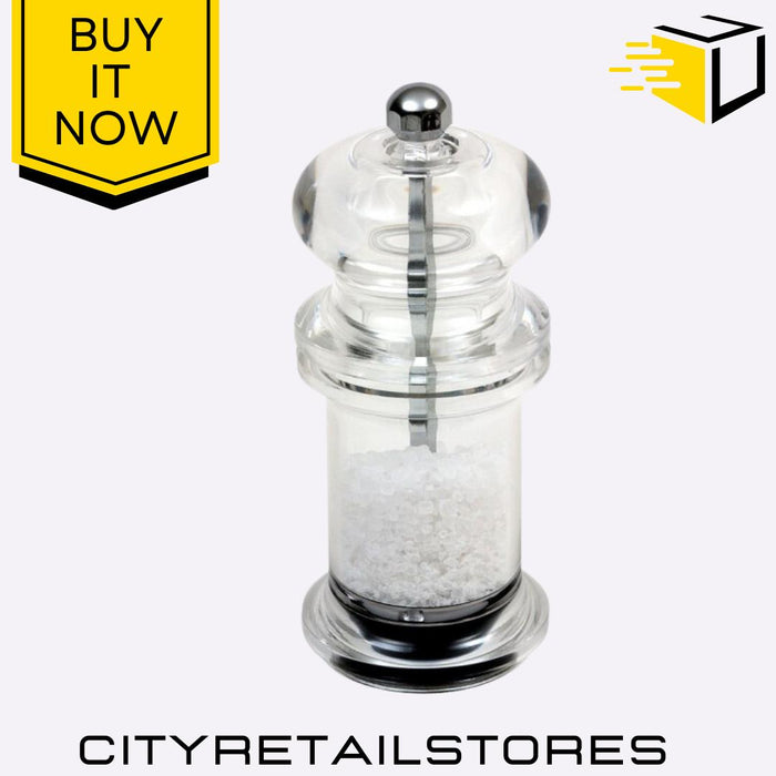 14cm Acrylic Salt & Pepper Mill Set Adjustable Grinder Durable & Stylish Apollo
