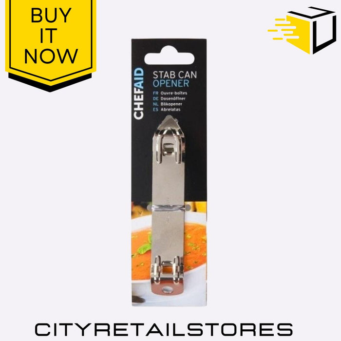Stab Can Opener Compact Stainless Steel Ergonomic Grip Kitchen Tool Chef Aid