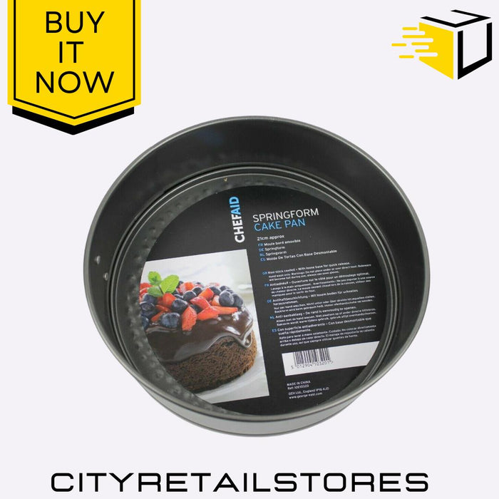 Non-Stick 21cm Cake Pan with Fixed Base Round Baking Tin Durable Base Chef Aid