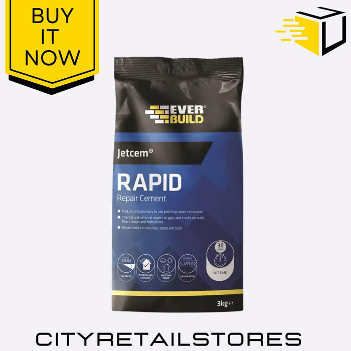 Jetcem Rapid Set Cement Waterproof Repair & Patch Fast Setting 3kg Everbuild