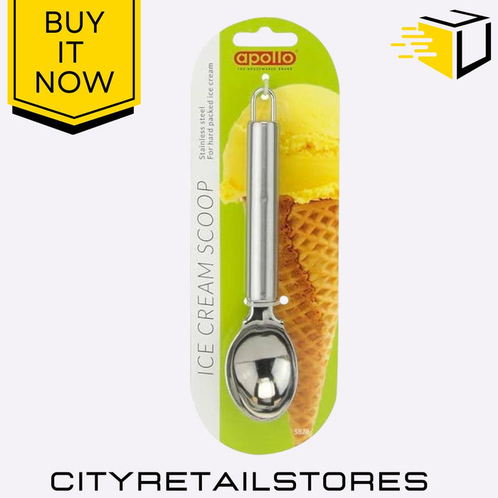 Durable Stainless Steel Ice Cream Scoop Silver 20.5 x 2 x 7.5 cm Apollo