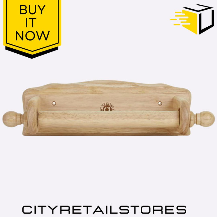 Wall Mounted Wooden Towel Holder Rustic Bathroom Towel Rail Storage Apollo