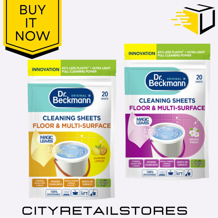 Floor & Multi-Surface Cleaning Sheets Spring Fresh Lemon 20 Pack Dr Beckmann