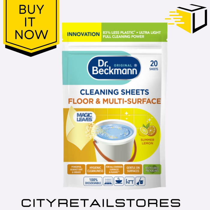 Floor & Multi-Surface Cleaning Sheets Spring Fresh Lemon 20 Pack Dr Beckmann