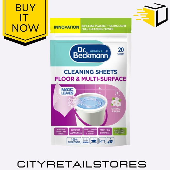 Floor & Multi-Surface Cleaning Sheets Spring Fresh Lemon 20 Pack Dr Beckmann