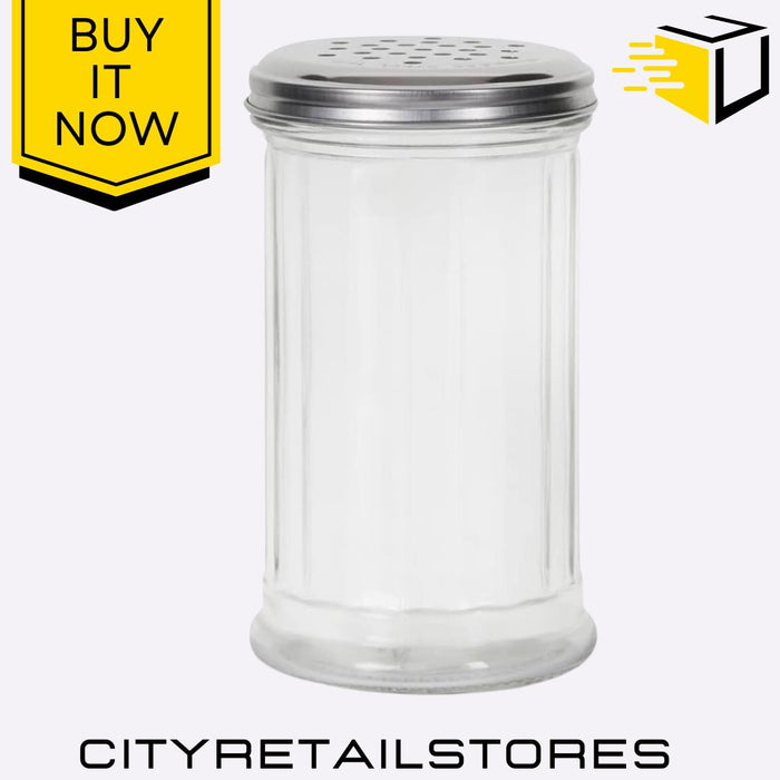 Glass Flour Shaker Stainless Steel Lid Baking Cooking Sprinkle Sugar Apollo