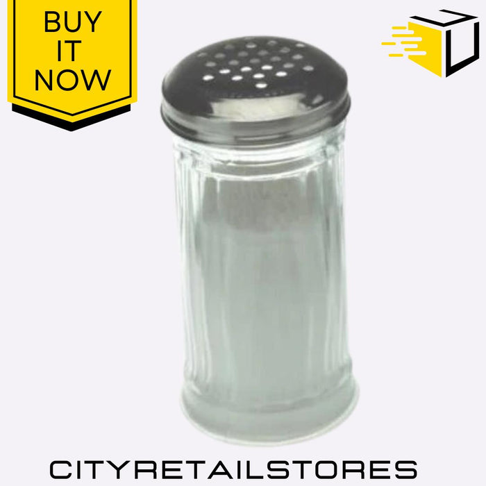 Glass Flour Shaker Stainless Steel Lid Baking Cooking Sprinkle Sugar Apollo