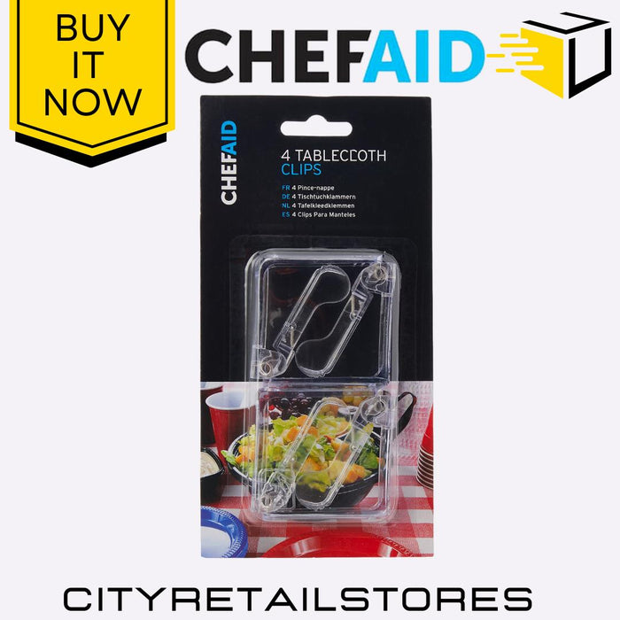 4 Tablecloth Clips Heavy Duty, Anti-Slip, Stainless Steel Clamp, Home Chef Aid