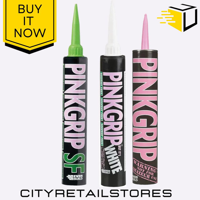 Pinkgrip Range Solvent-Free Grab Adhesive White Strong Multi-Purpose Everbuild
