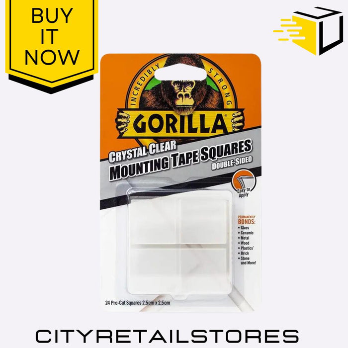 Mounting Tape Clear 6x4 Heavy Duty Double Sided Adhesive Squares 25mm Gorilla