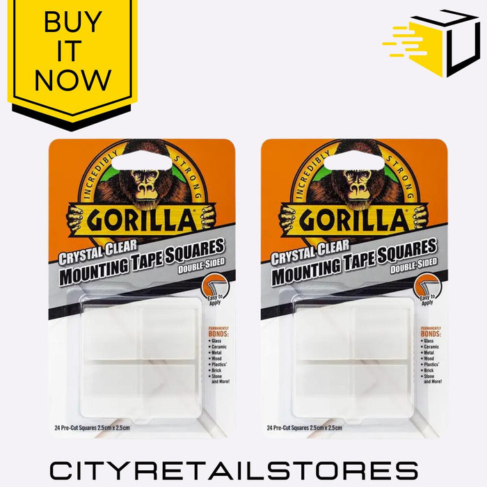 Mounting Tape Clear 6x4 Heavy Duty Double Sided Adhesive Squares 25mm Gorilla
