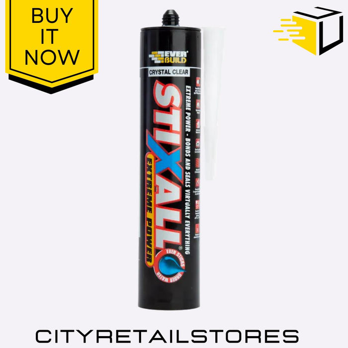 Stixall Extreme Power Clear Adhesive Sealant All Surfaces Bond 290ml Everbuild
