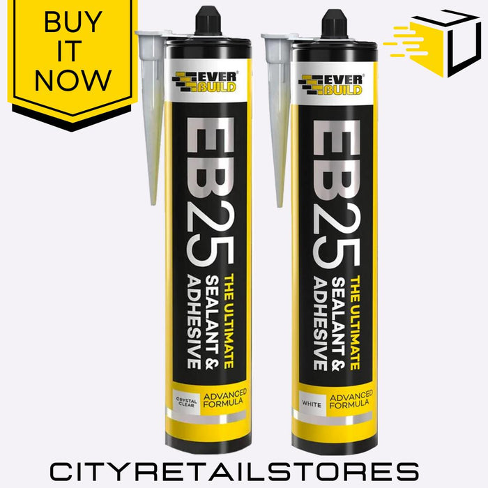 EB25 Sealant & Adhesive Waterproof & Flexible Bond White/Clear 300ml Everbuild