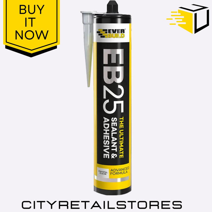 EB25 Sealant & Adhesive Waterproof & Flexible Bond White/Clear 300ml Everbuild