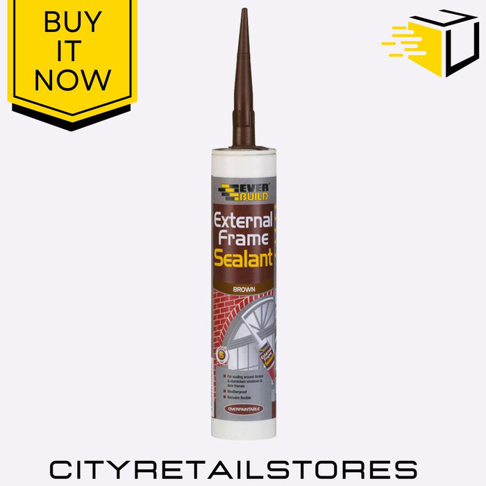 Brown External Frame Sealant Weatherproof Window Door Adhesive 290ml Everbuild
