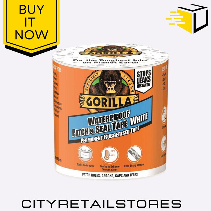 Patch & Seal Waterproof Tape Permanent Rubberised White Black Clear Gorilla